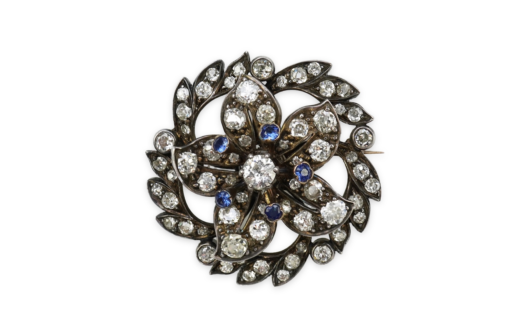A Victorian sapphire and diamond brooch, late 19th century